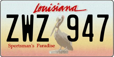 LA license plate ZWZ947