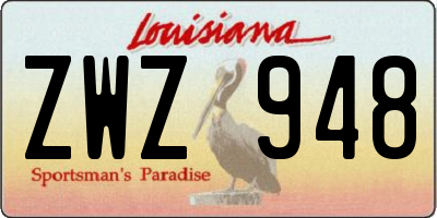 LA license plate ZWZ948