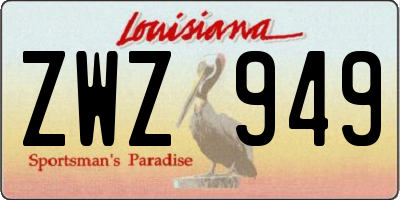 LA license plate ZWZ949