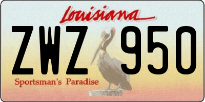 LA license plate ZWZ950