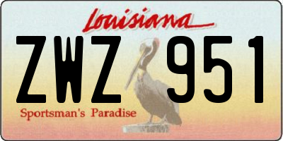 LA license plate ZWZ951