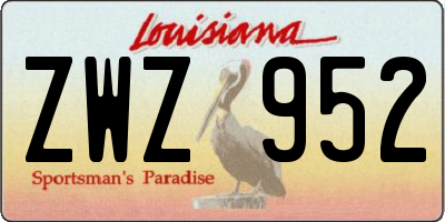 LA license plate ZWZ952