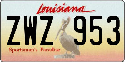 LA license plate ZWZ953