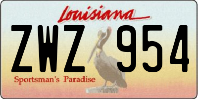 LA license plate ZWZ954