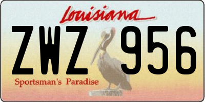 LA license plate ZWZ956