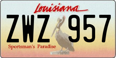 LA license plate ZWZ957