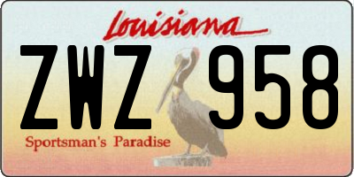 LA license plate ZWZ958