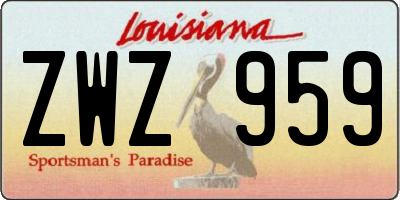 LA license plate ZWZ959