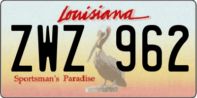 LA license plate ZWZ962