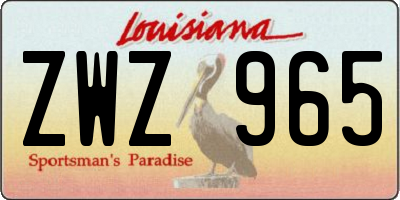 LA license plate ZWZ965