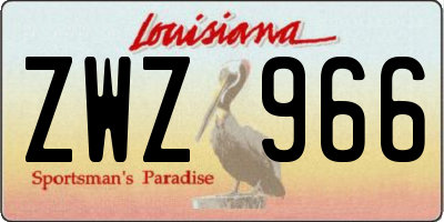 LA license plate ZWZ966