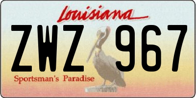 LA license plate ZWZ967