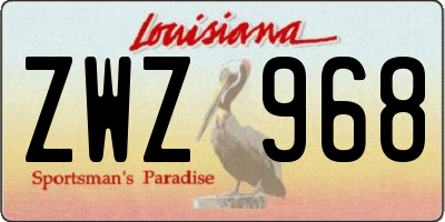 LA license plate ZWZ968