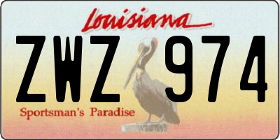 LA license plate ZWZ974