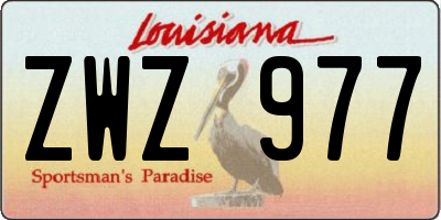 LA license plate ZWZ977