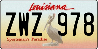 LA license plate ZWZ978