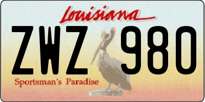 LA license plate ZWZ980