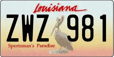 LA license plate ZWZ981