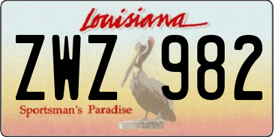 LA license plate ZWZ982