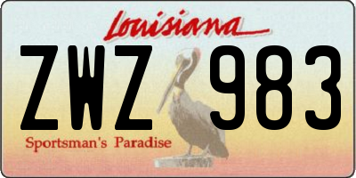 LA license plate ZWZ983