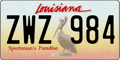 LA license plate ZWZ984