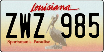 LA license plate ZWZ985