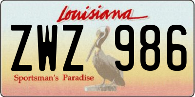 LA license plate ZWZ986