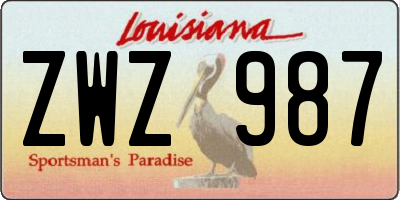 LA license plate ZWZ987