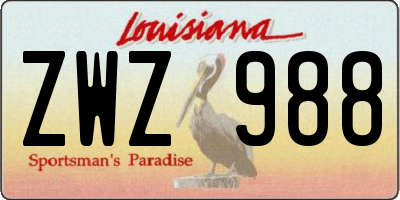 LA license plate ZWZ988