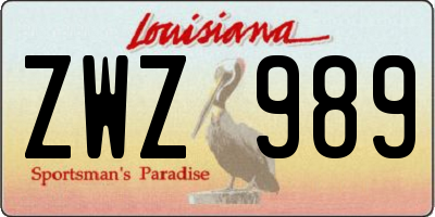 LA license plate ZWZ989