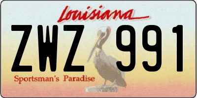 LA license plate ZWZ991