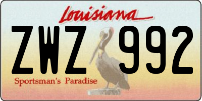 LA license plate ZWZ992