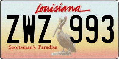 LA license plate ZWZ993