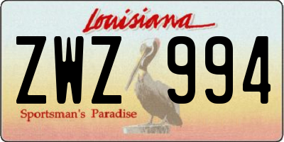 LA license plate ZWZ994