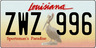 LA license plate ZWZ996