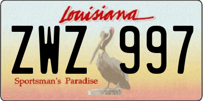 LA license plate ZWZ997