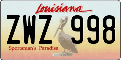 LA license plate ZWZ998