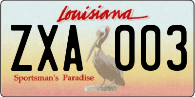 LA license plate ZXA003