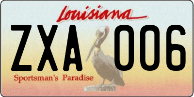 LA license plate ZXA006