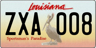 LA license plate ZXA008