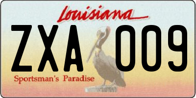 LA license plate ZXA009