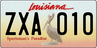 LA license plate ZXA010