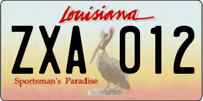 LA license plate ZXA012