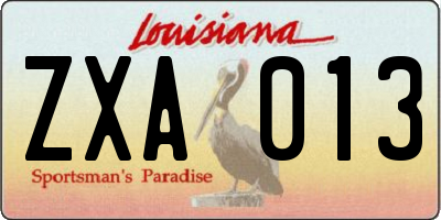 LA license plate ZXA013