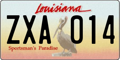 LA license plate ZXA014