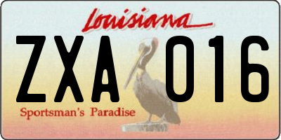 LA license plate ZXA016