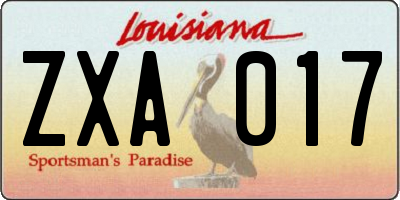 LA license plate ZXA017