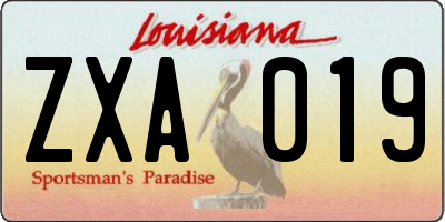 LA license plate ZXA019