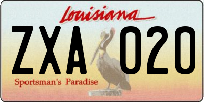 LA license plate ZXA020