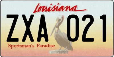 LA license plate ZXA021